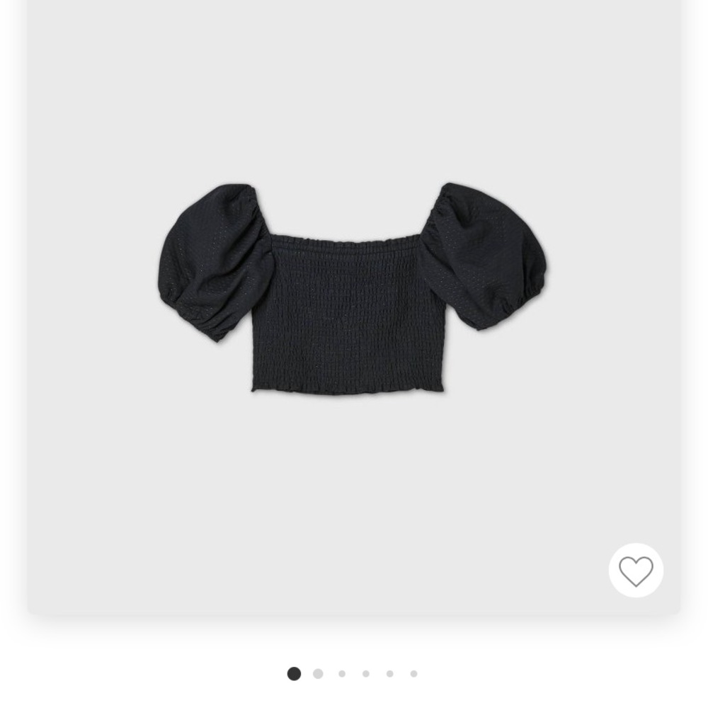 Cropped smocked puff sleeve top NWT